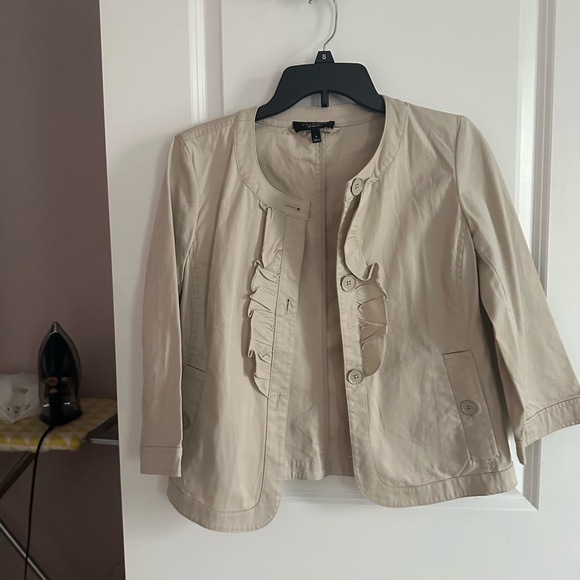 Talbots Cream Ruffle-Trim Blazer Jacket - Picture 1 of 2